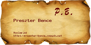 Preszter Bence névjegykártya